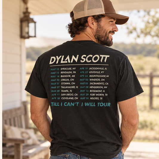 Till I Can't I Will 2026 Tour Tee — male lifestyle image