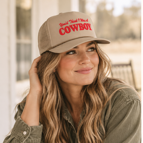 Cowboy Trucker Hat — female lifestyle image