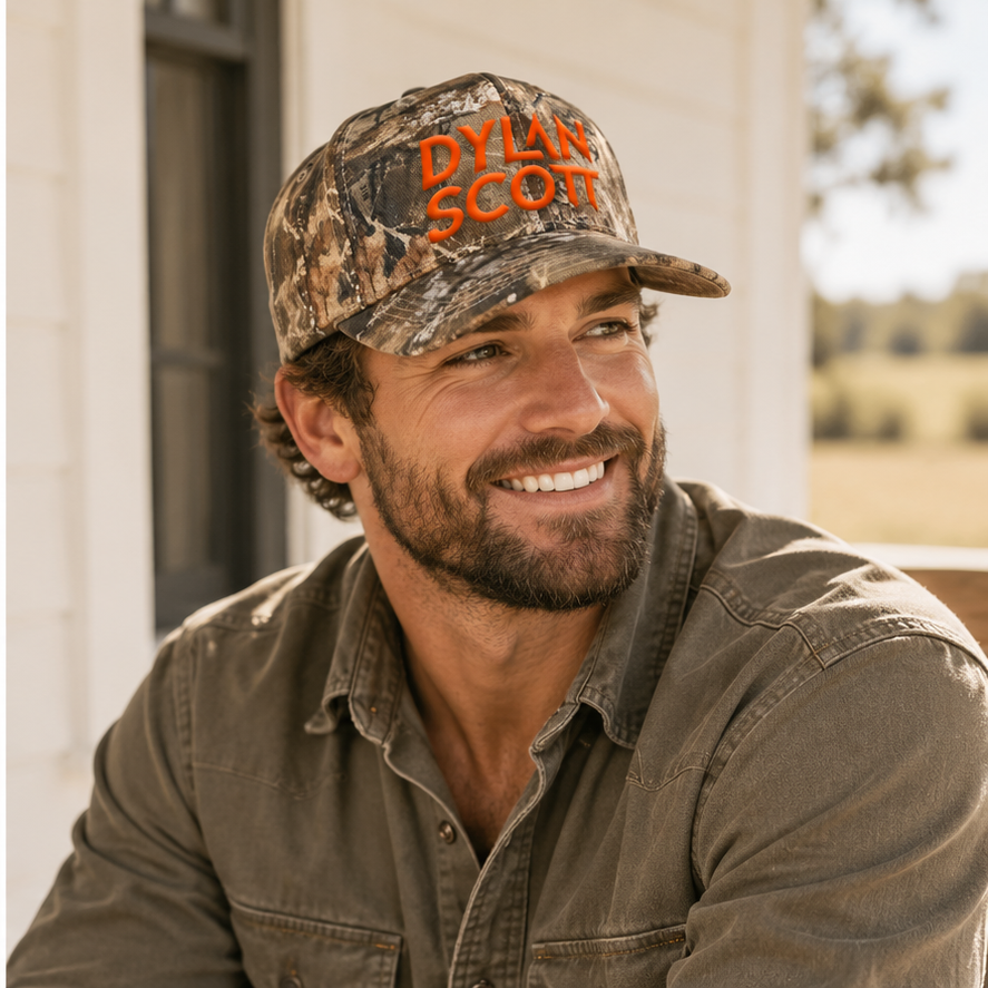 Dylan Scott Camo Hat — male lifestyle image