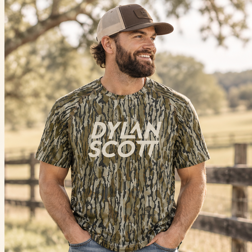 Dylan Scott Camo Tee — male lifestyle image