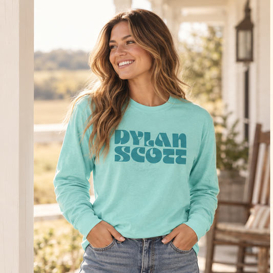 Dylan Scott Retro Long Sleeve — female lifestyle image