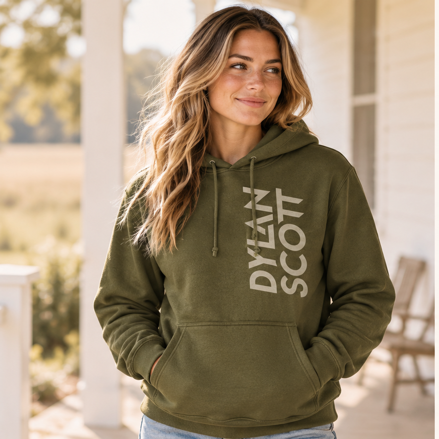Dylan Scott Vertical Hoodie — female lifestyle image