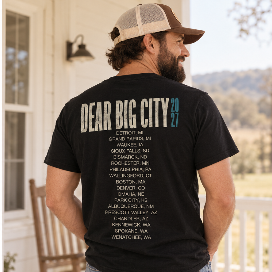 PRE-ORDER! Dear Big City 2027 Tour Tee — male lifestyle image