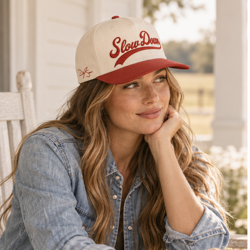Slow Down Hat — female lifestyle image