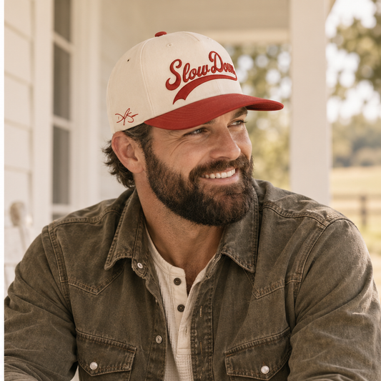Slow Down Hat — male lifestyle image